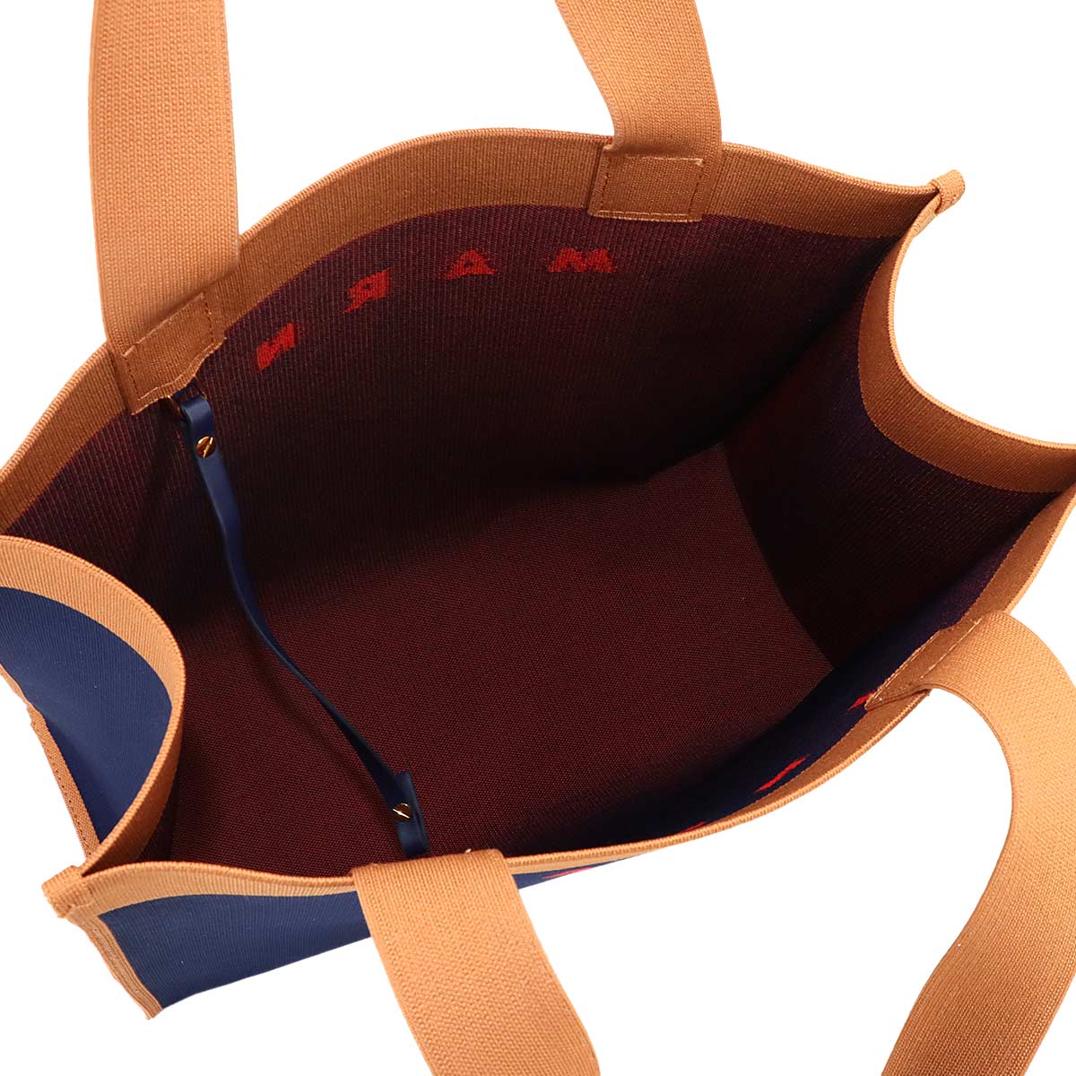 MARNI Tote Bag Jacquard Navy Brown SHMP0076A2 Purse