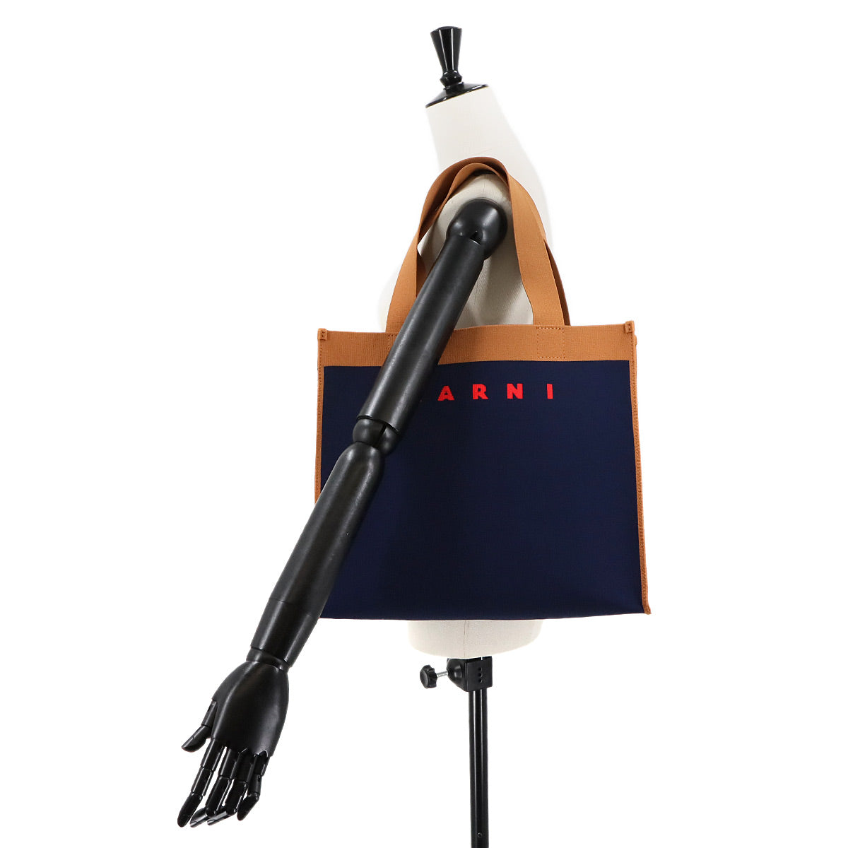 MARNI Tote Bag Jacquard Navy Brown SHMP0076A2 Purse