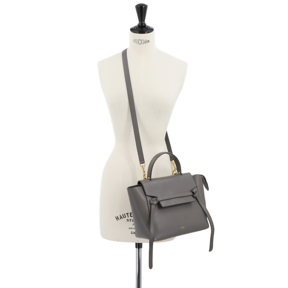 Belt Bag Micro 2way Hand Shoulder Bag Leather Grey 189153