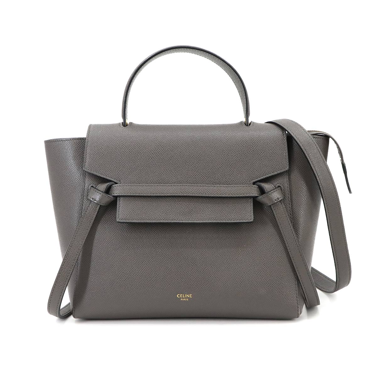 Belt Bag Micro 2way Hand Shoulder Bag Leather Grey 189153