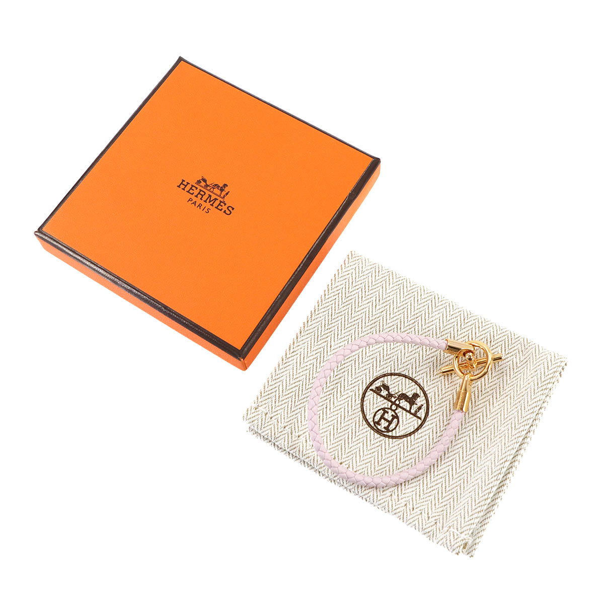 HERMES Glenan Bracelet Leather Mauve Pale Accessory