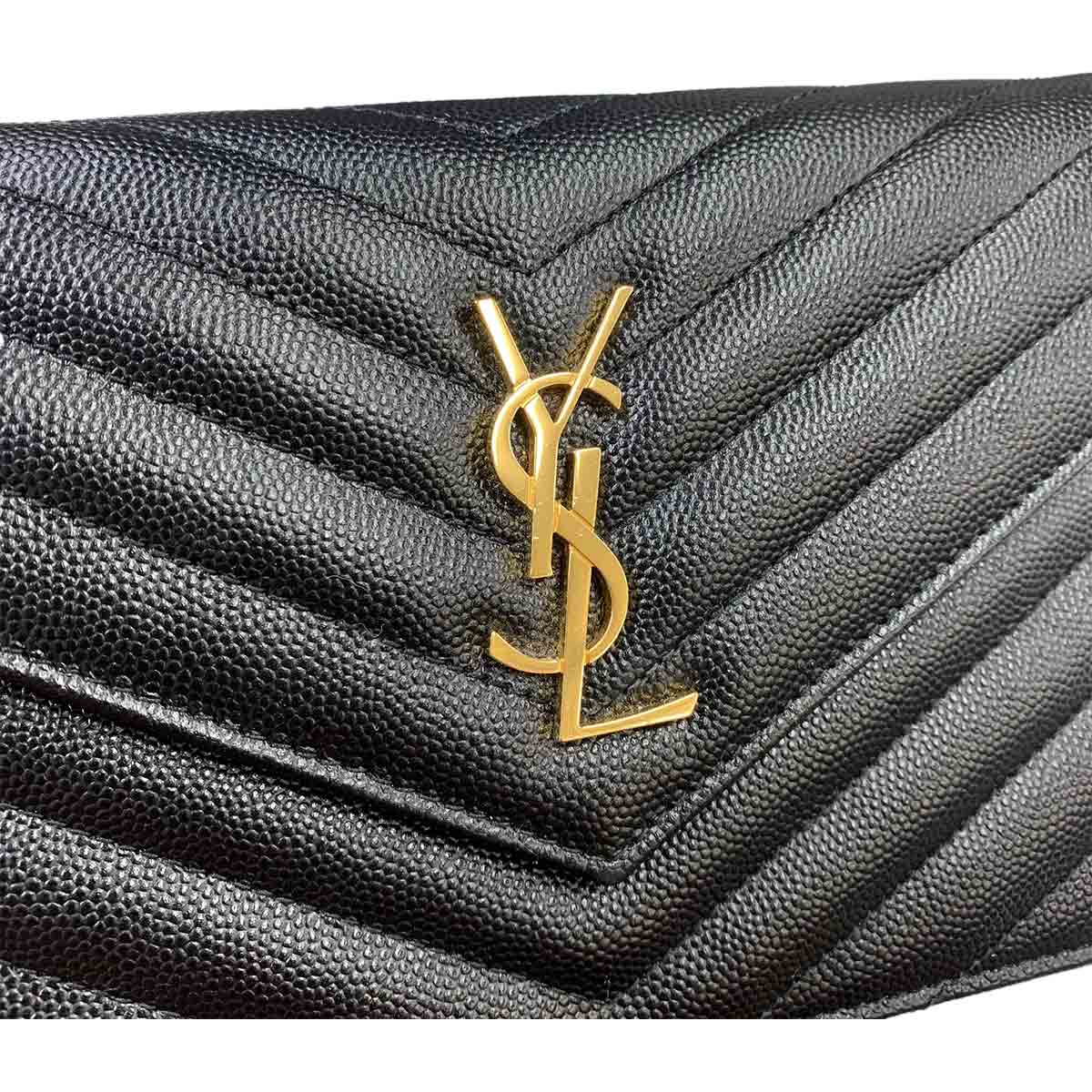Cassandre Envelope Chain Wallet Leather Black 742920