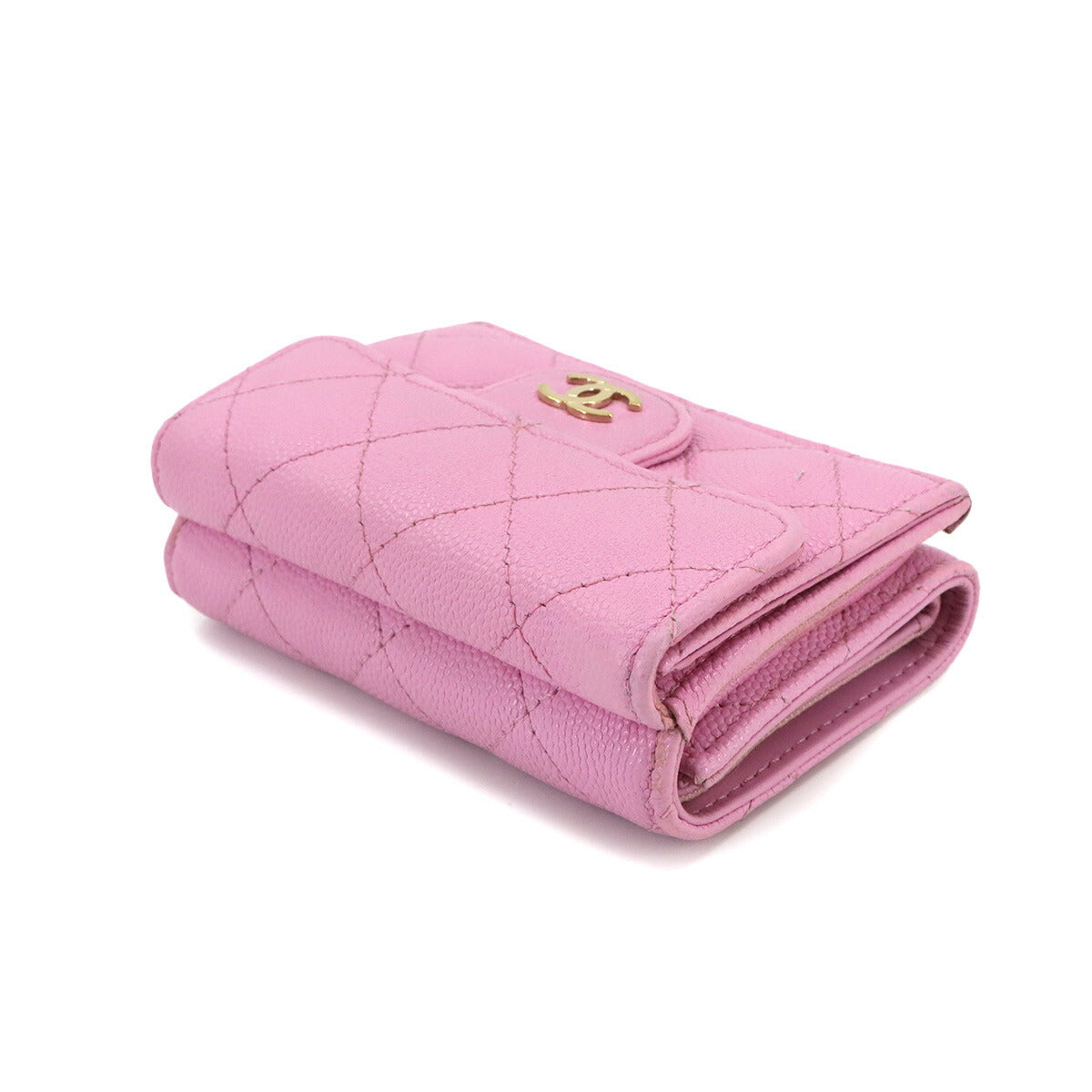 Matelasse Compact Wallet Leather Pink AP0230