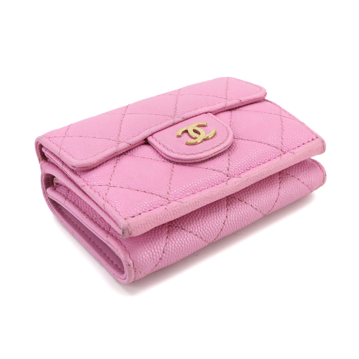 Matelasse Compact Wallet Leather Pink AP0230