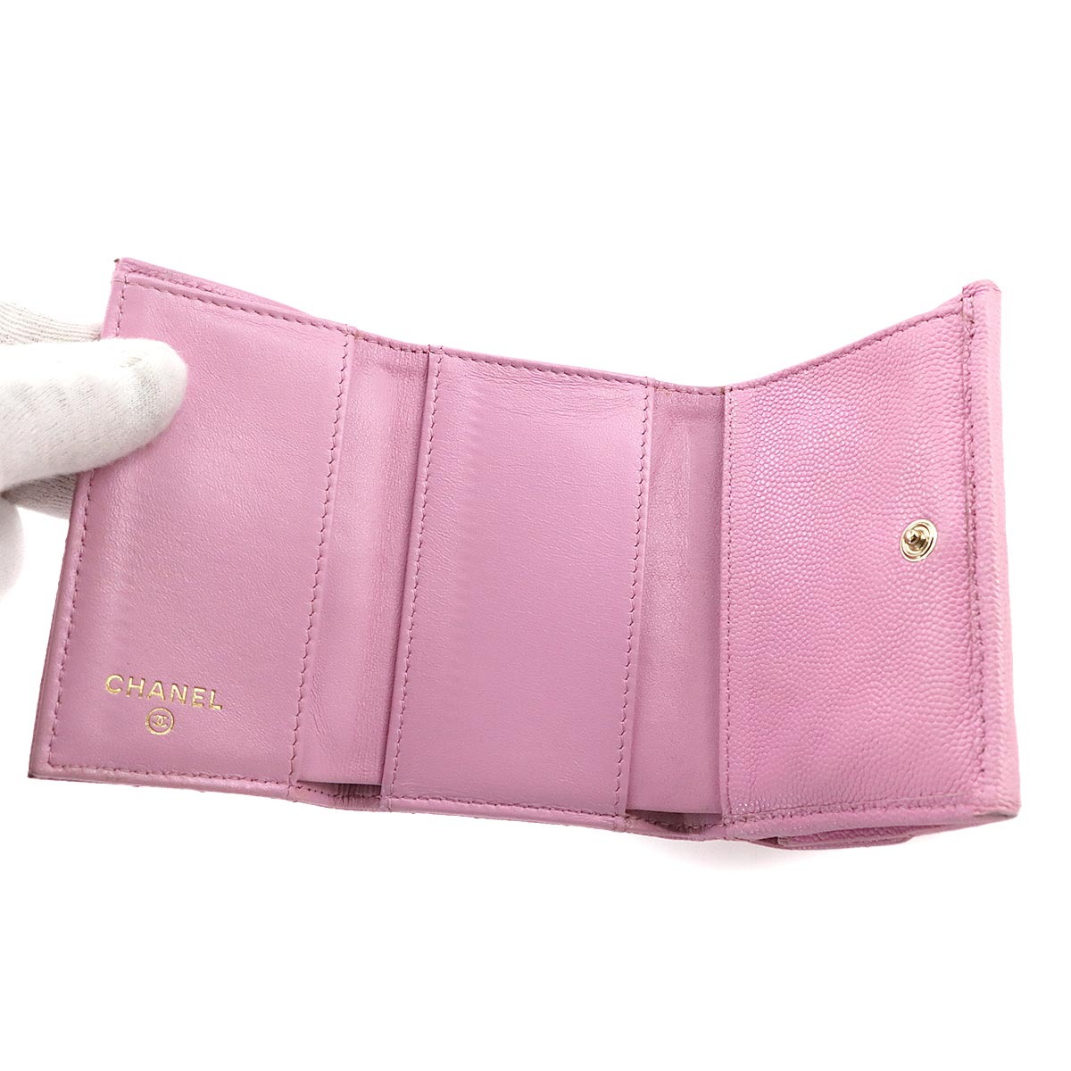 Matelasse Compact Wallet Leather Pink AP0230