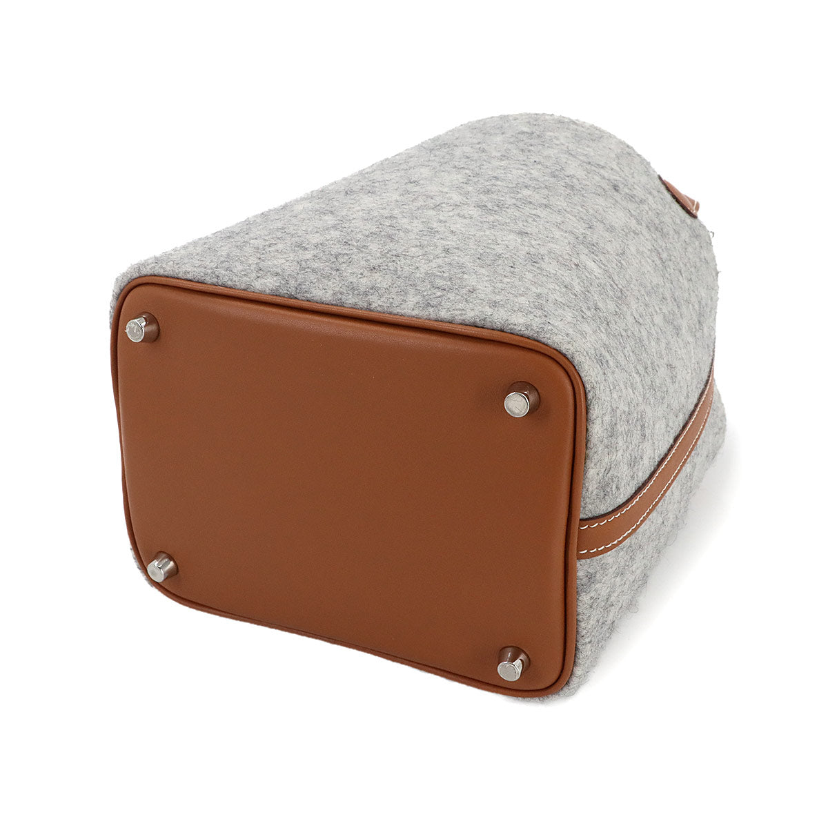 Picotin Lock PM Hand Bag Felt Veau Swift Gris Claire Gold