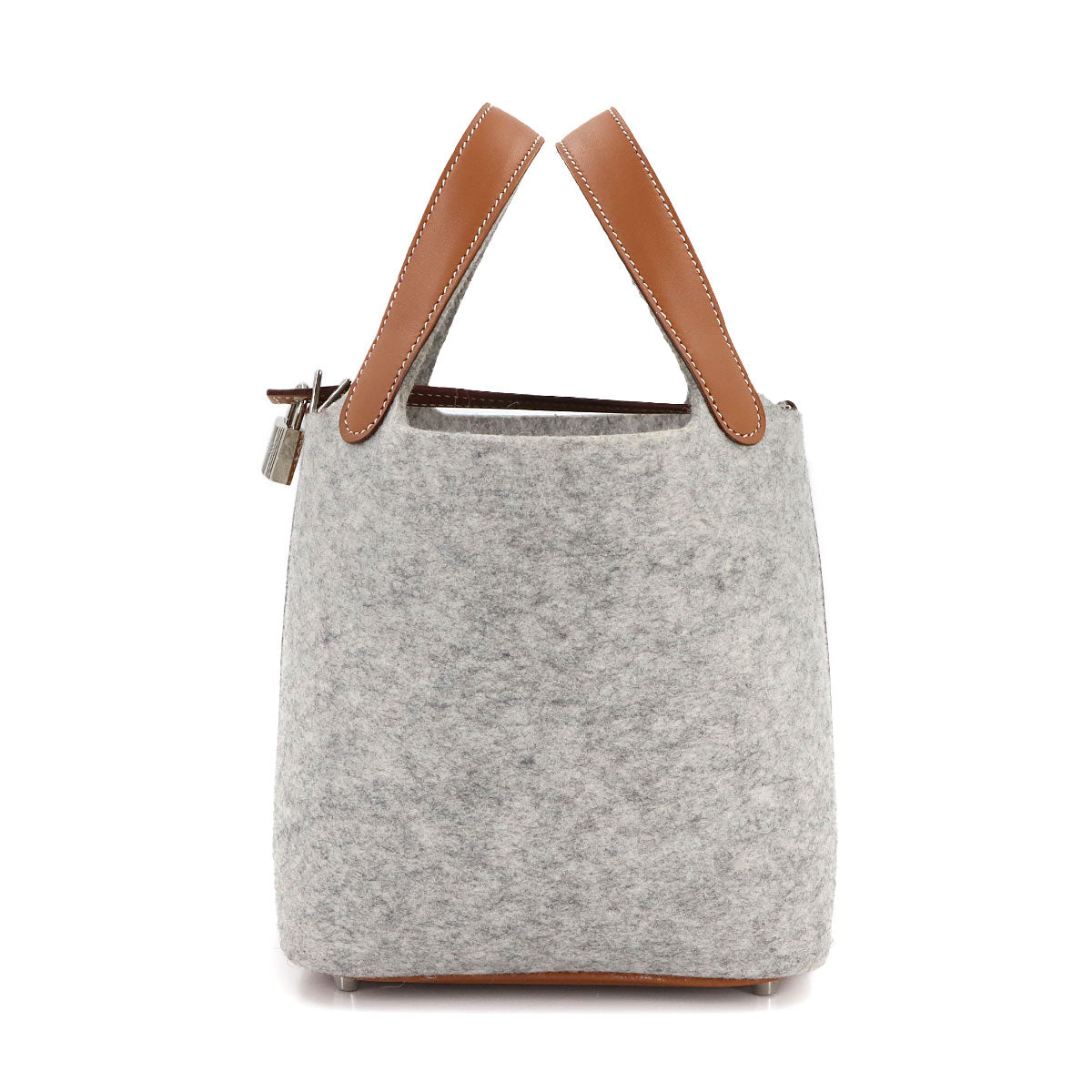 Picotin Lock PM Hand Bag Felt Veau Swift Gris Claire Gold