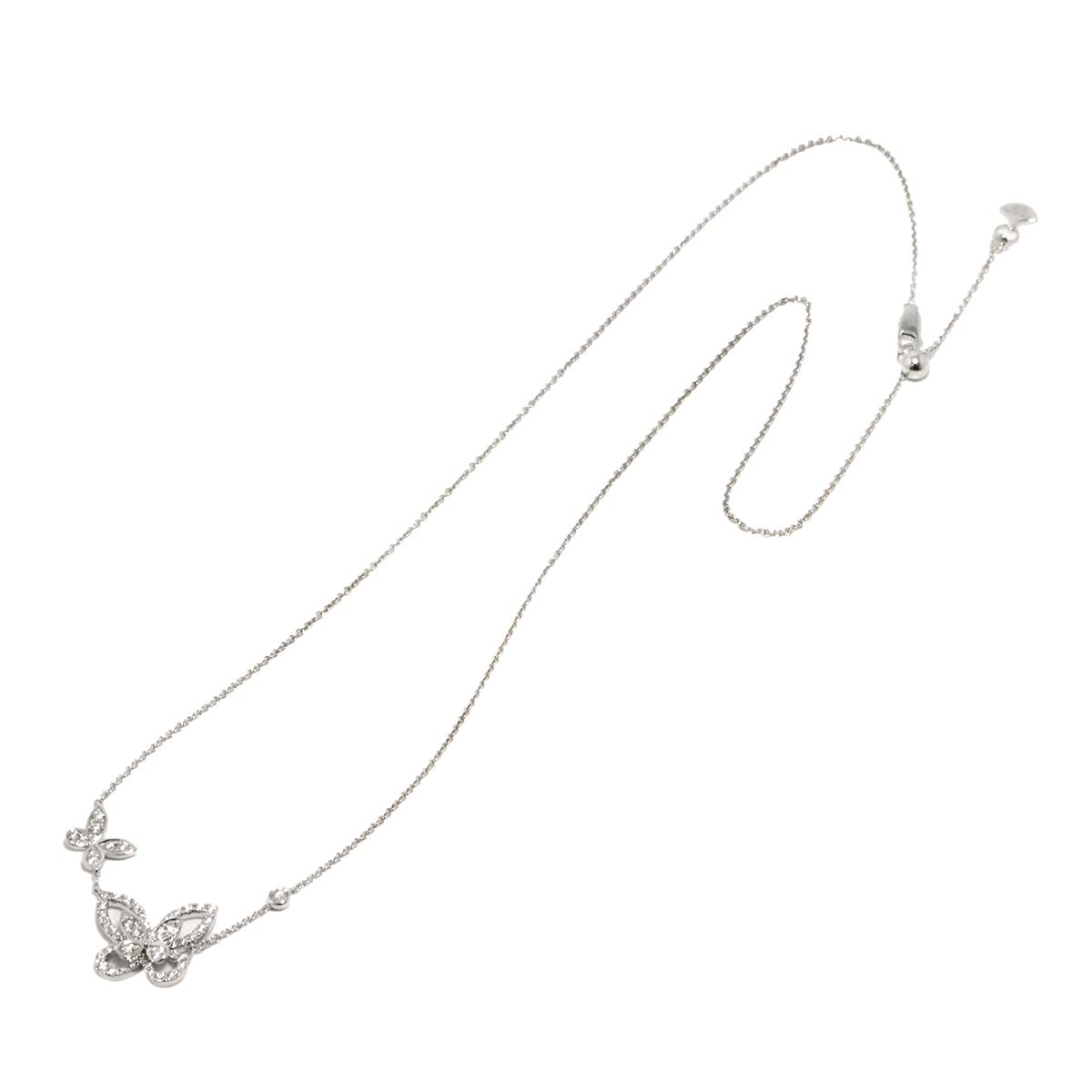 Double Butterfly Silhouette Diamond Necklace 18K WG 750