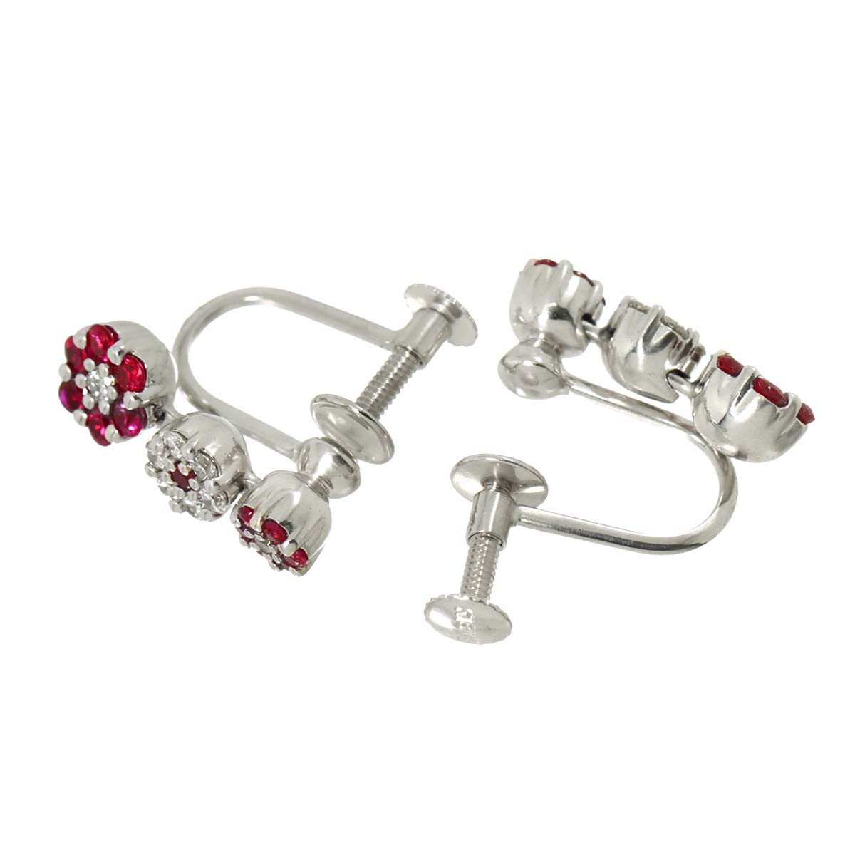 Ruby 0.21ct Diamond 0.10ct Earrings 18K WG 750
