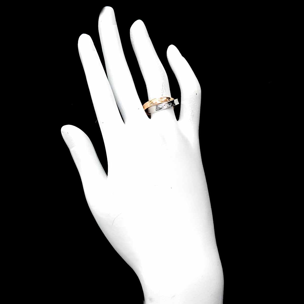 Interlocking Ring 18K PG 750 Silver 925 size5.75-6(US)