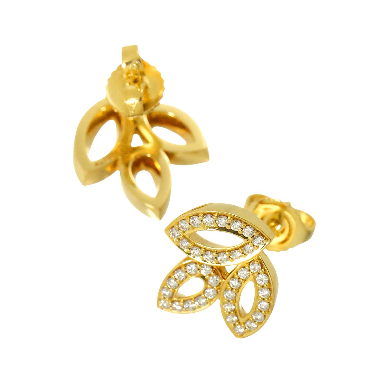 Mini Diamond Earrings Pierced 18K YG 750