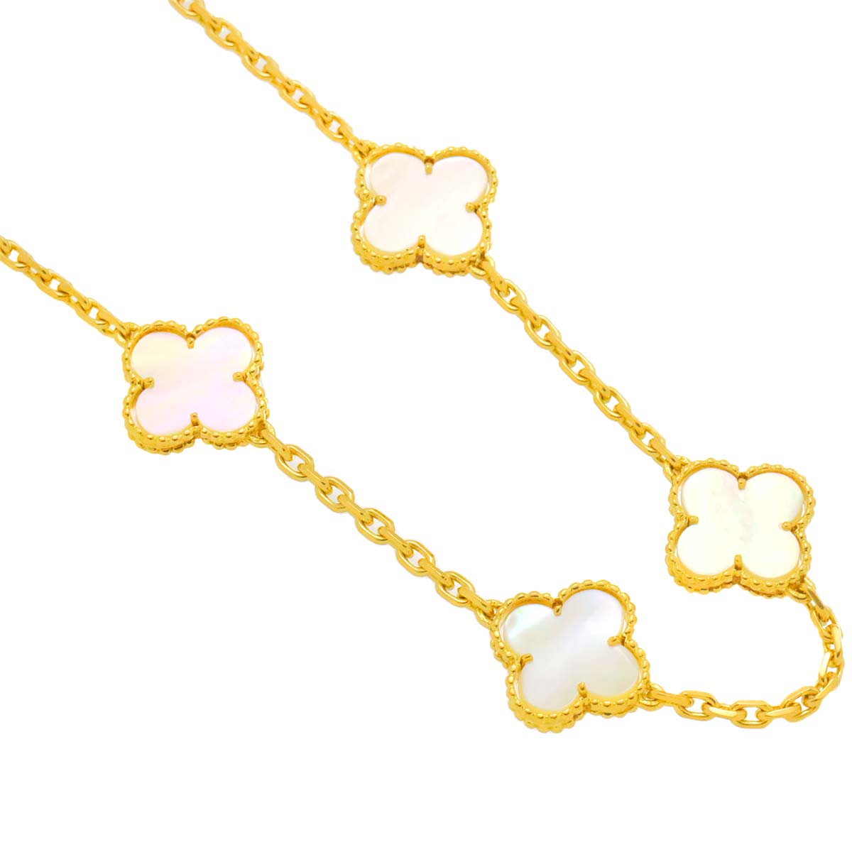 Vintage Alhambra MotherofPearl MOP Necklace 18K YG 750