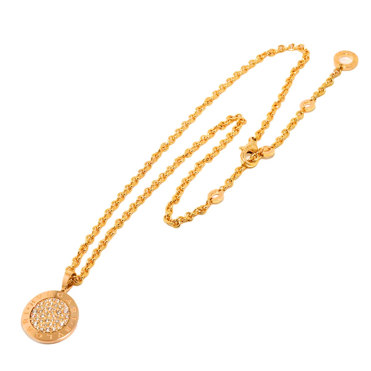 BVLGARI BVLGARI Pave Diamond Necklace 18K Pink Gold 750