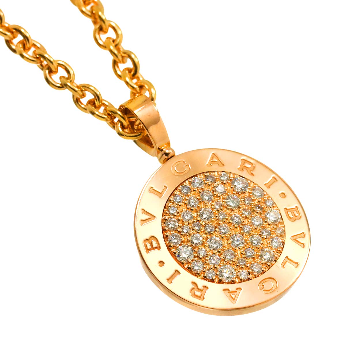 BVLGARI BVLGARI Pave Diamond Necklace 18K Pink Gold 750