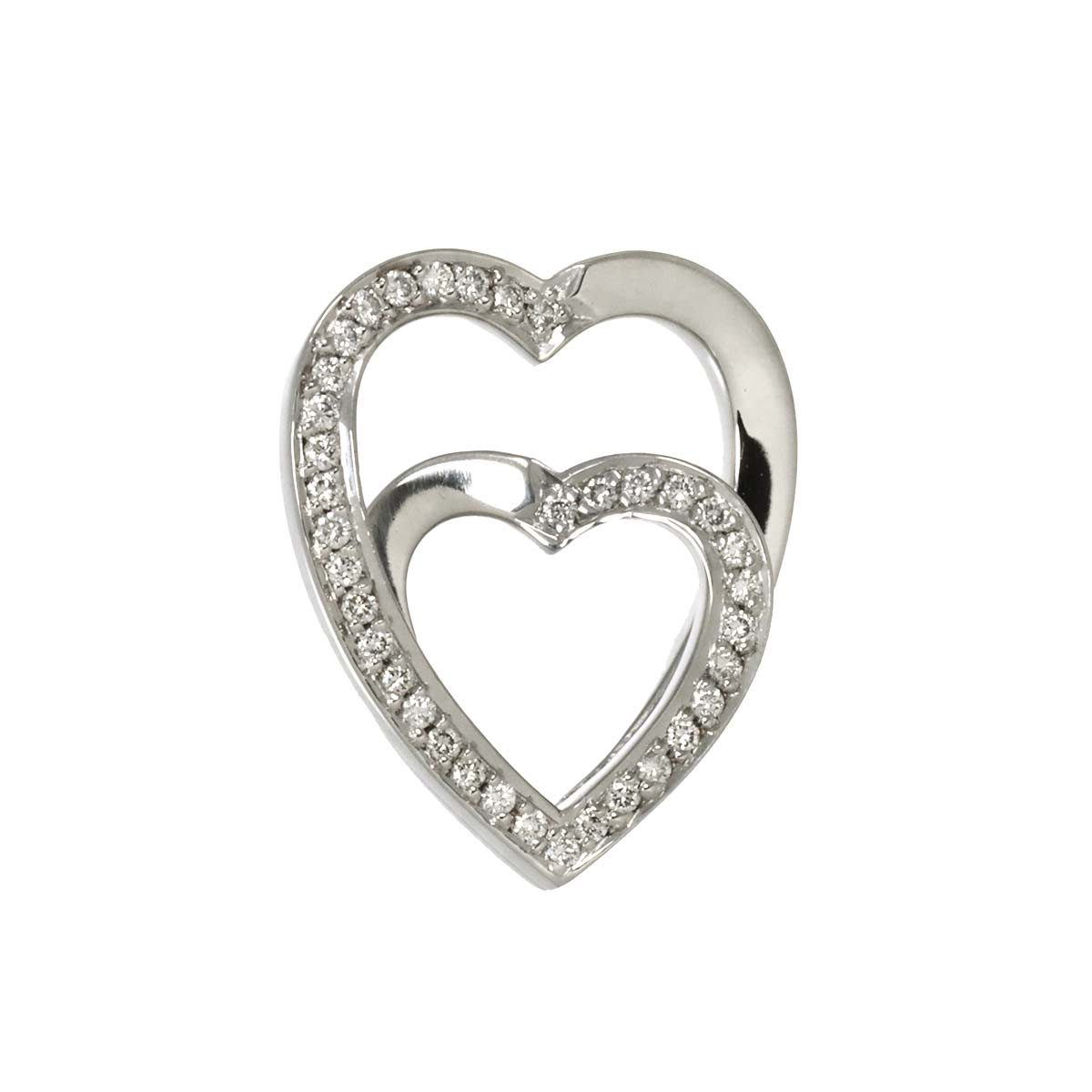 Heart Diamond Pendant 18K White Gold 750
