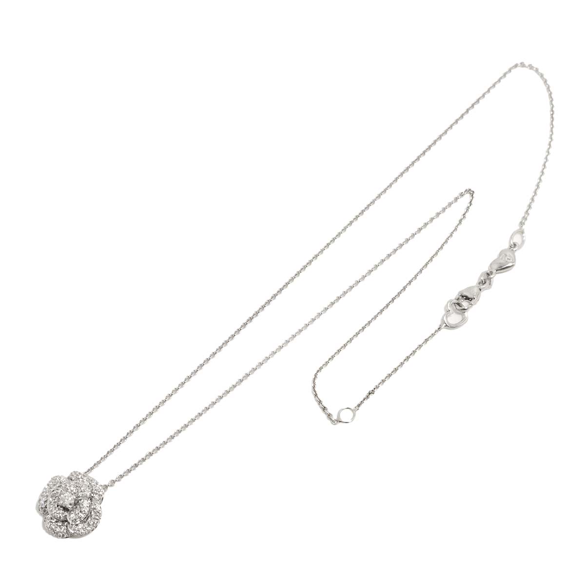 Flower motif Diamond 0.63ct Necklace 18K White Gold 750