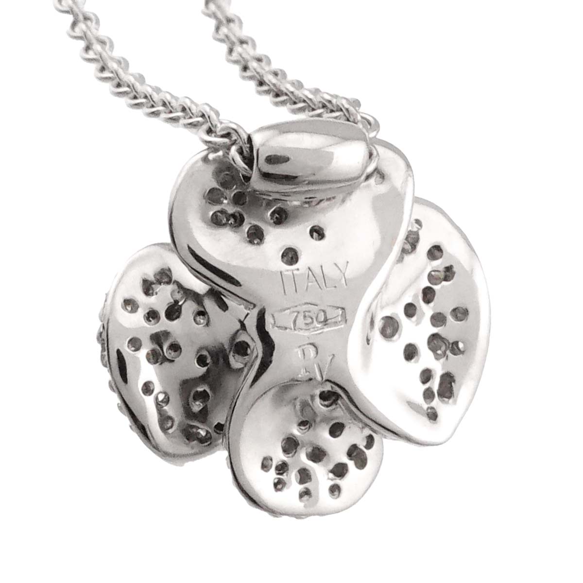 Flower motif Diamond 0.63ct Necklace 18K White Gold 750