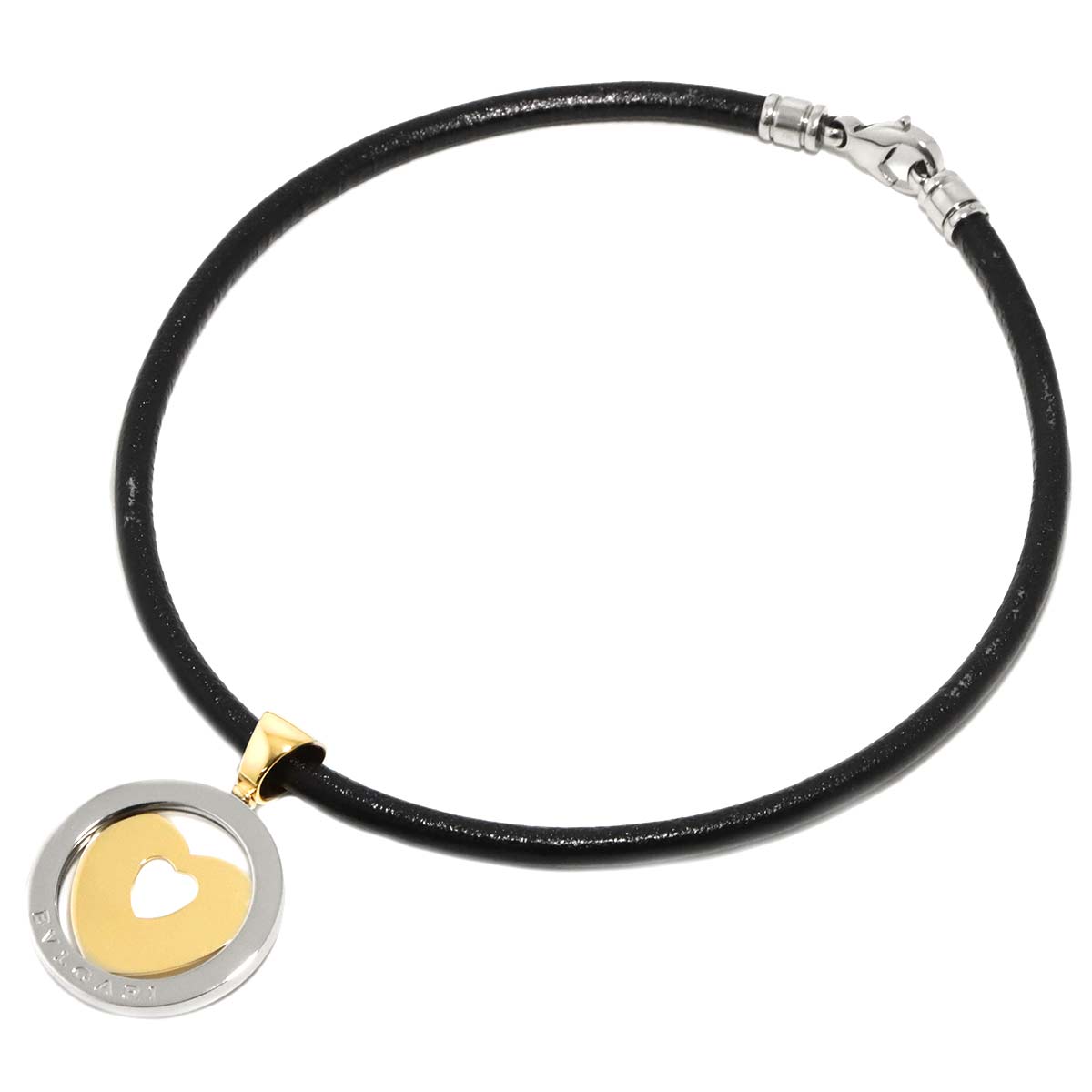 Tondo Heart Necklace 18K Yellow Gold 750 SS Leather