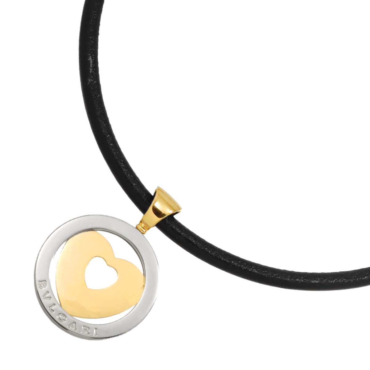 Tondo Heart Necklace 18K Yellow Gold 750 SS Leather