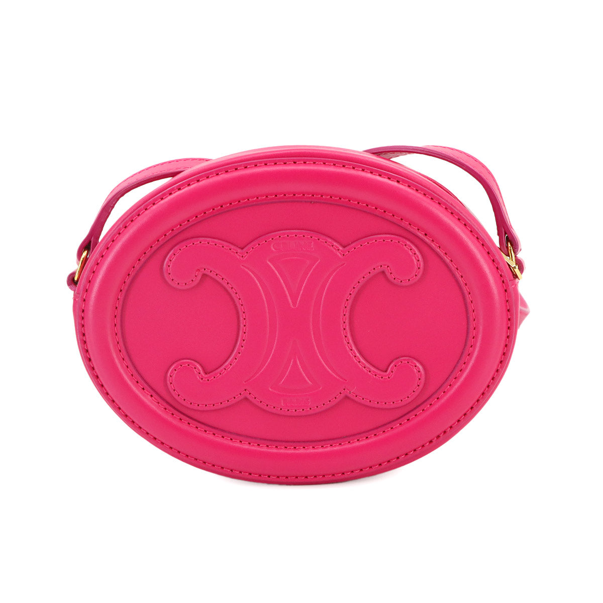 CELINE Oval Purse Cuir Triomphe Shoulder Bag Leather Pink 10I703DPQ