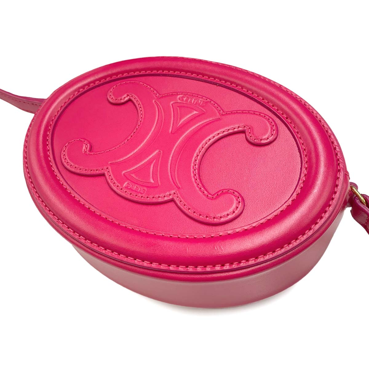 CELINE Oval Purse Cuir Triomphe Shoulder Bag Leather Pink 10I703DPQ