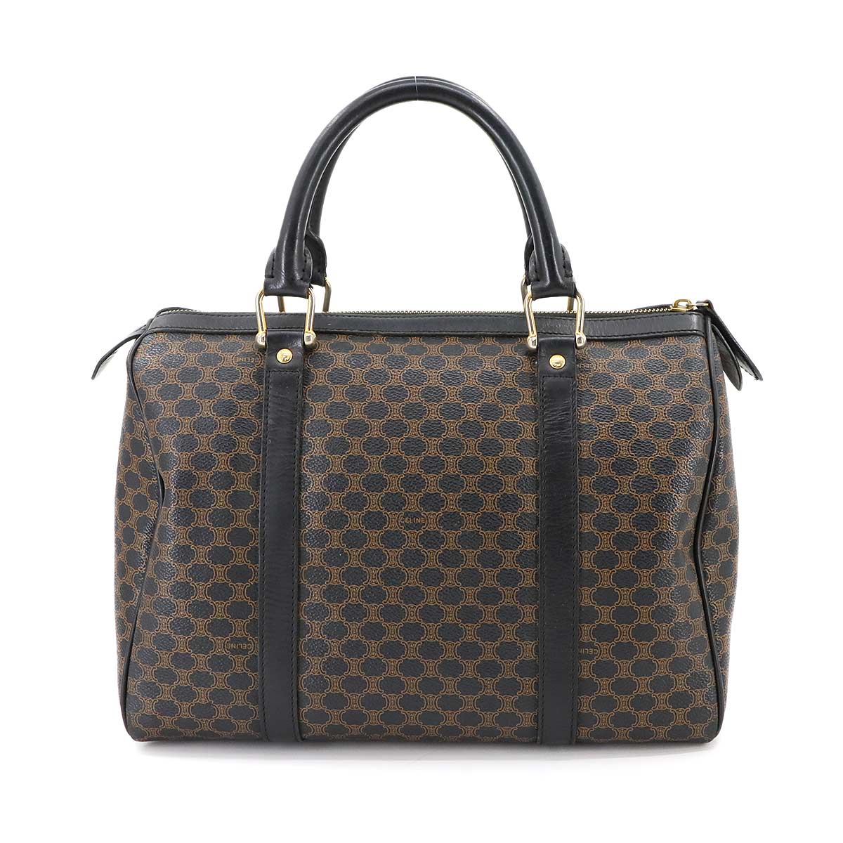 Macadam Boston Hand Bag PVC Leather Black Brown Purse