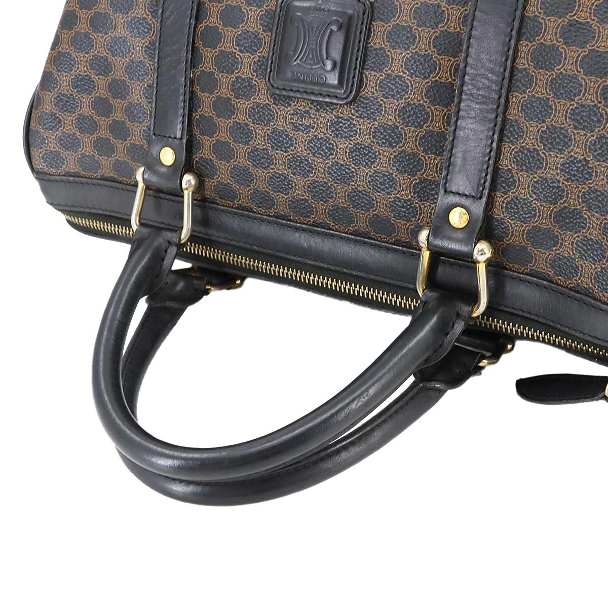 Macadam Boston Hand Bag PVC Leather Black Brown Purse