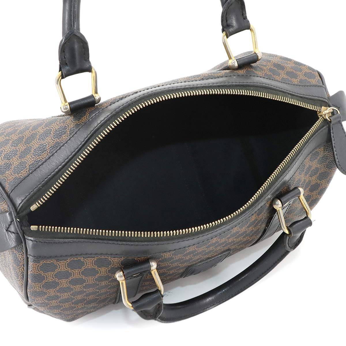 Macadam Boston Hand Bag PVC Leather Black Brown Purse