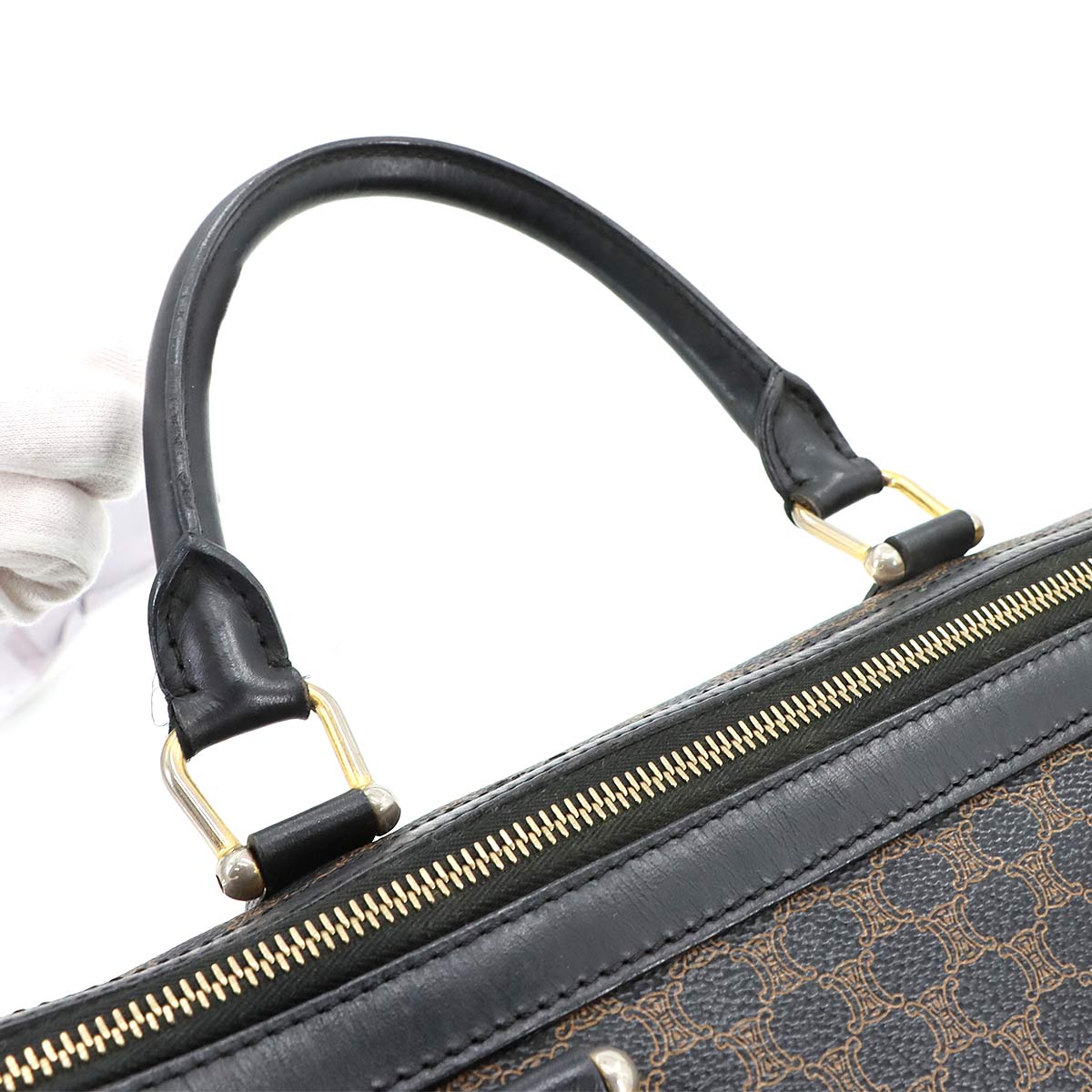 Macadam Boston Hand Bag PVC Leather Black Brown Purse