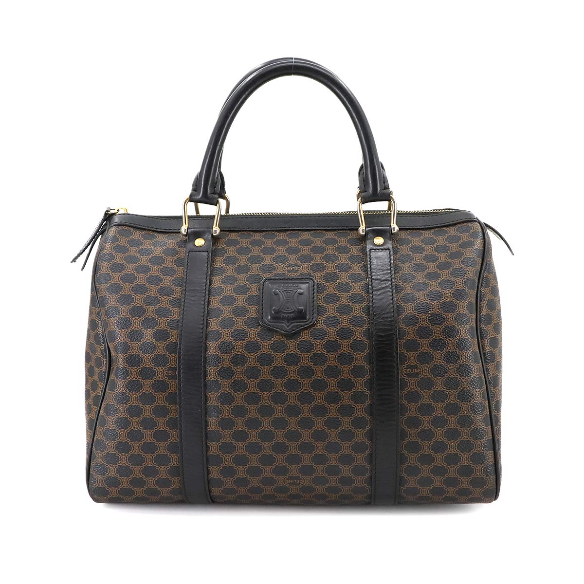 Macadam Boston Hand Bag PVC Leather Black Brown Purse