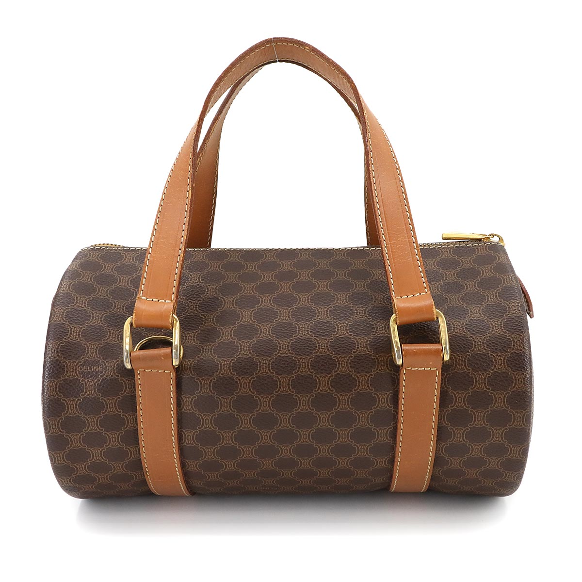 Macadam Mini Boston Hand Shoulder Bag PVC Leather Brown Purse