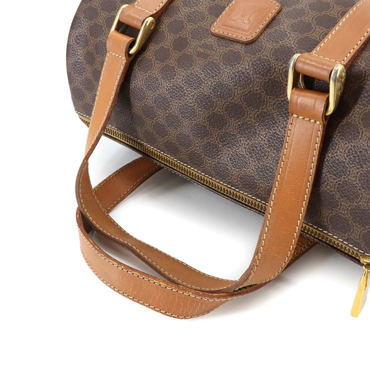 Macadam Mini Boston Hand Shoulder Bag PVC Leather Brown Purse