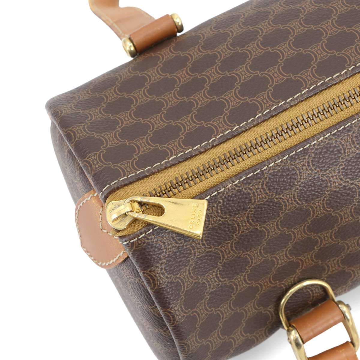 Macadam Mini Boston Hand Shoulder Bag PVC Leather Brown Purse