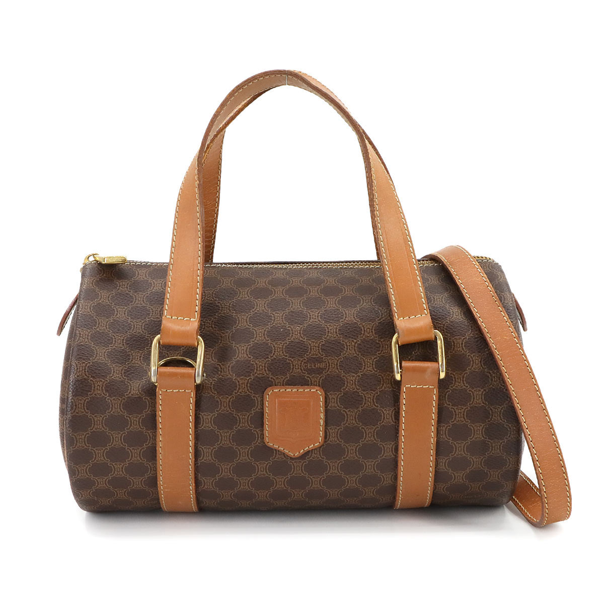 Macadam Mini Boston Hand Shoulder Bag PVC Leather Brown Purse