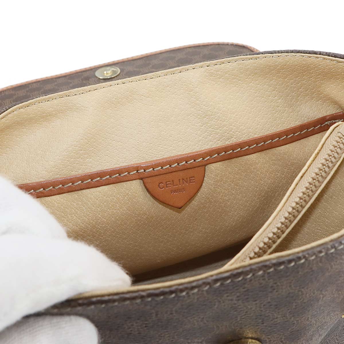 Macadam Hand Bag PVC Leather Brown Vintage