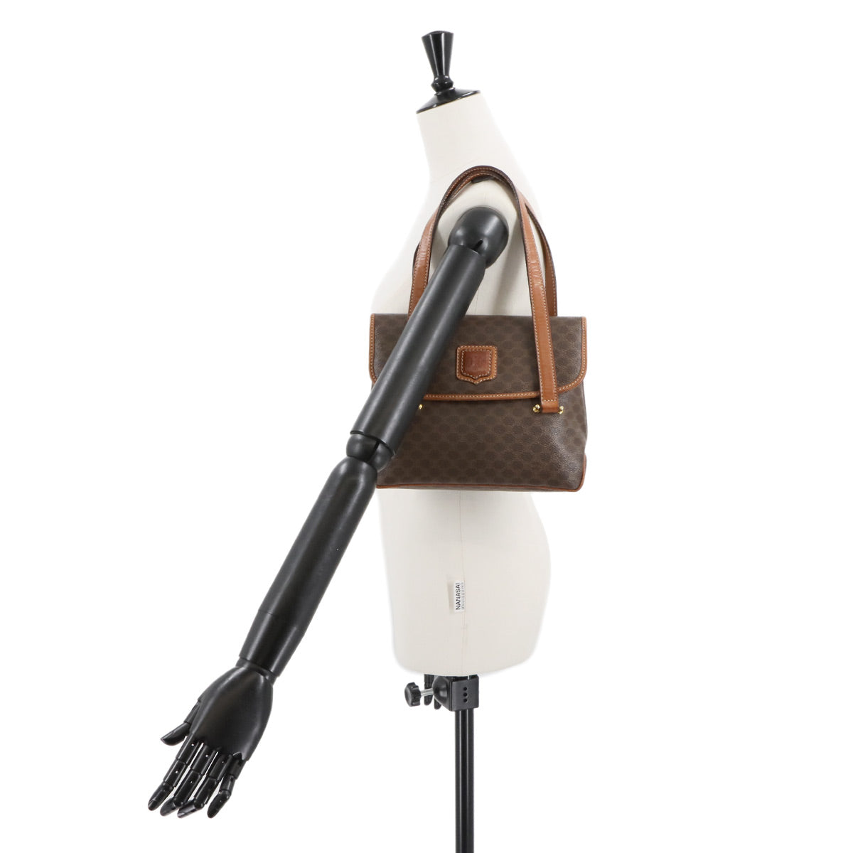 Macadam Hand Bag PVC Leather Brown Vintage