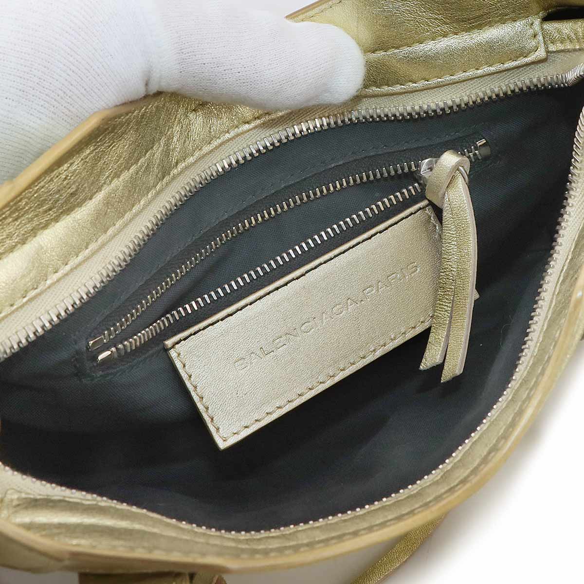 Classic Mini City Hand Shoulder Bag Leather Gold 300295