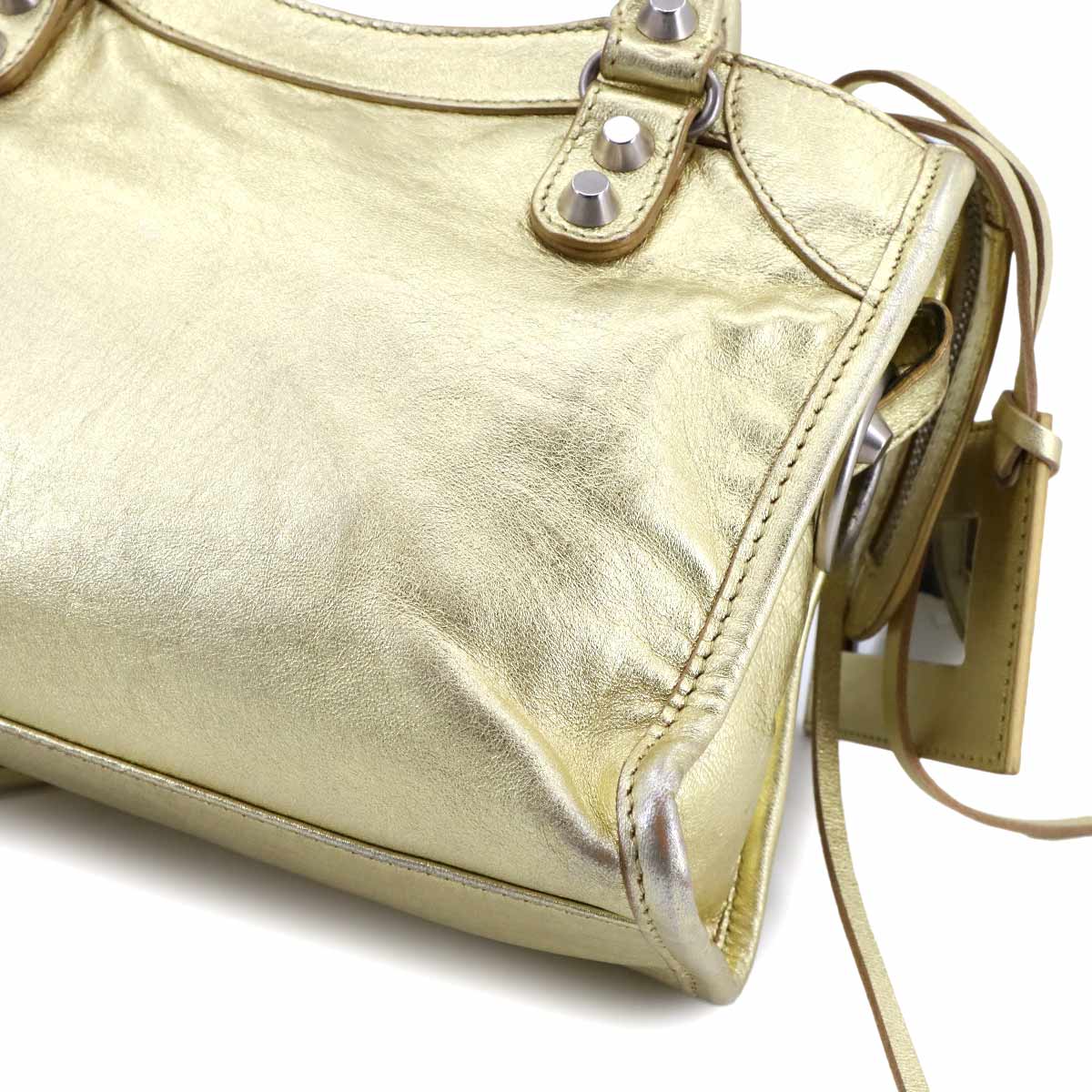 Classic Mini City Hand Shoulder Bag Leather Gold 300295
