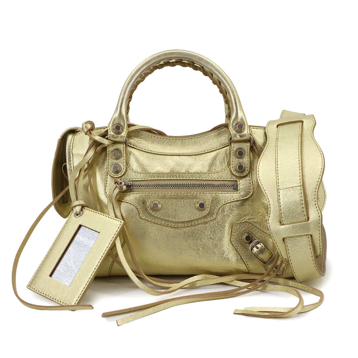 Classic Mini City Hand Shoulder Bag Leather Gold 300295