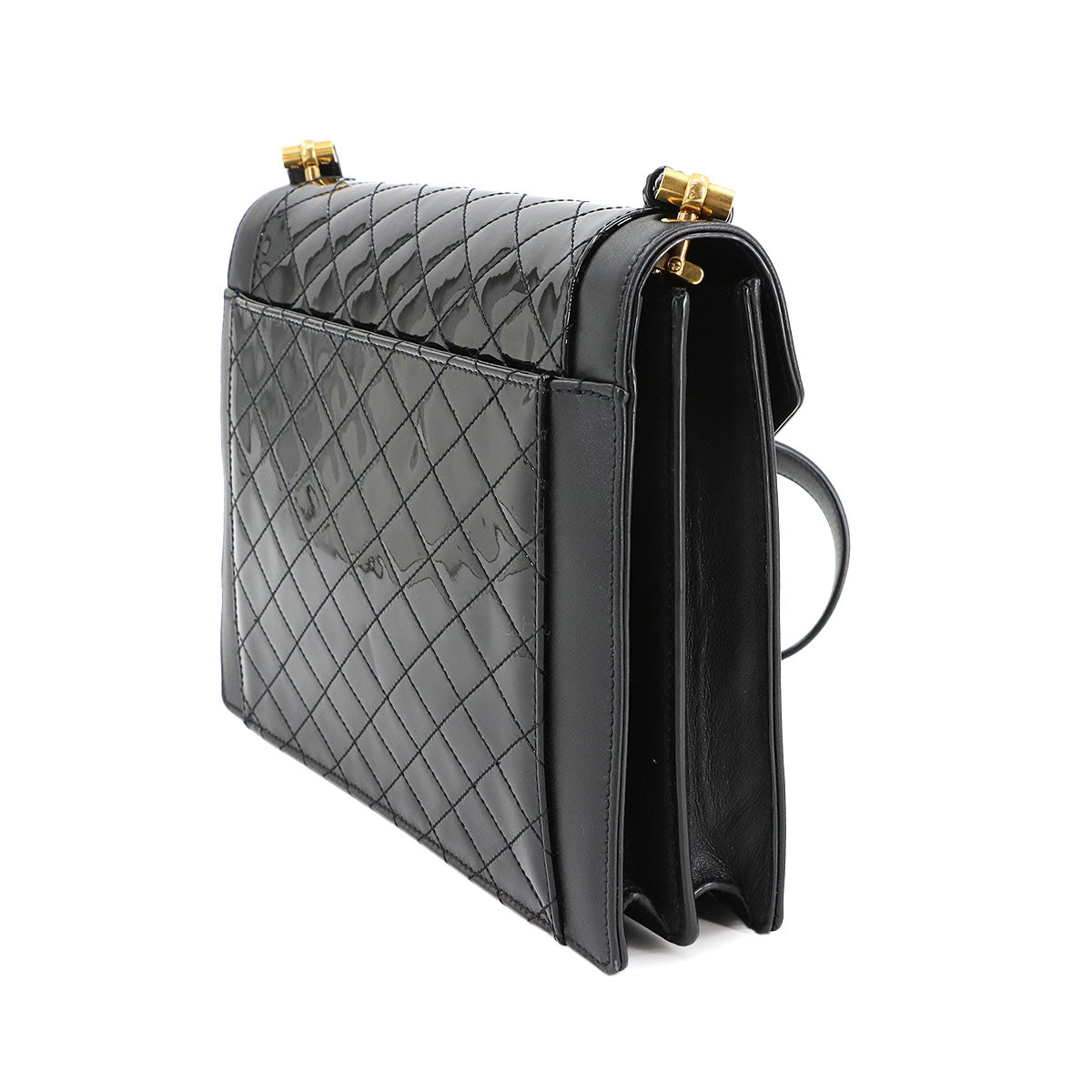 Gaby Shoulder Bag Enamel Leather Black 695503