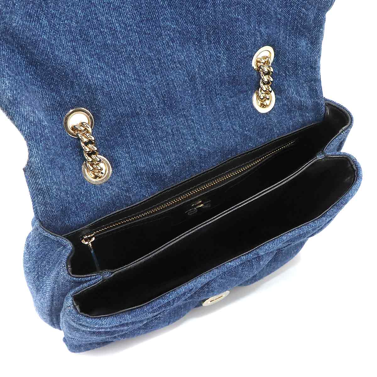 Vara Chain Shoulder Bag Denim Leather Blue 21H536