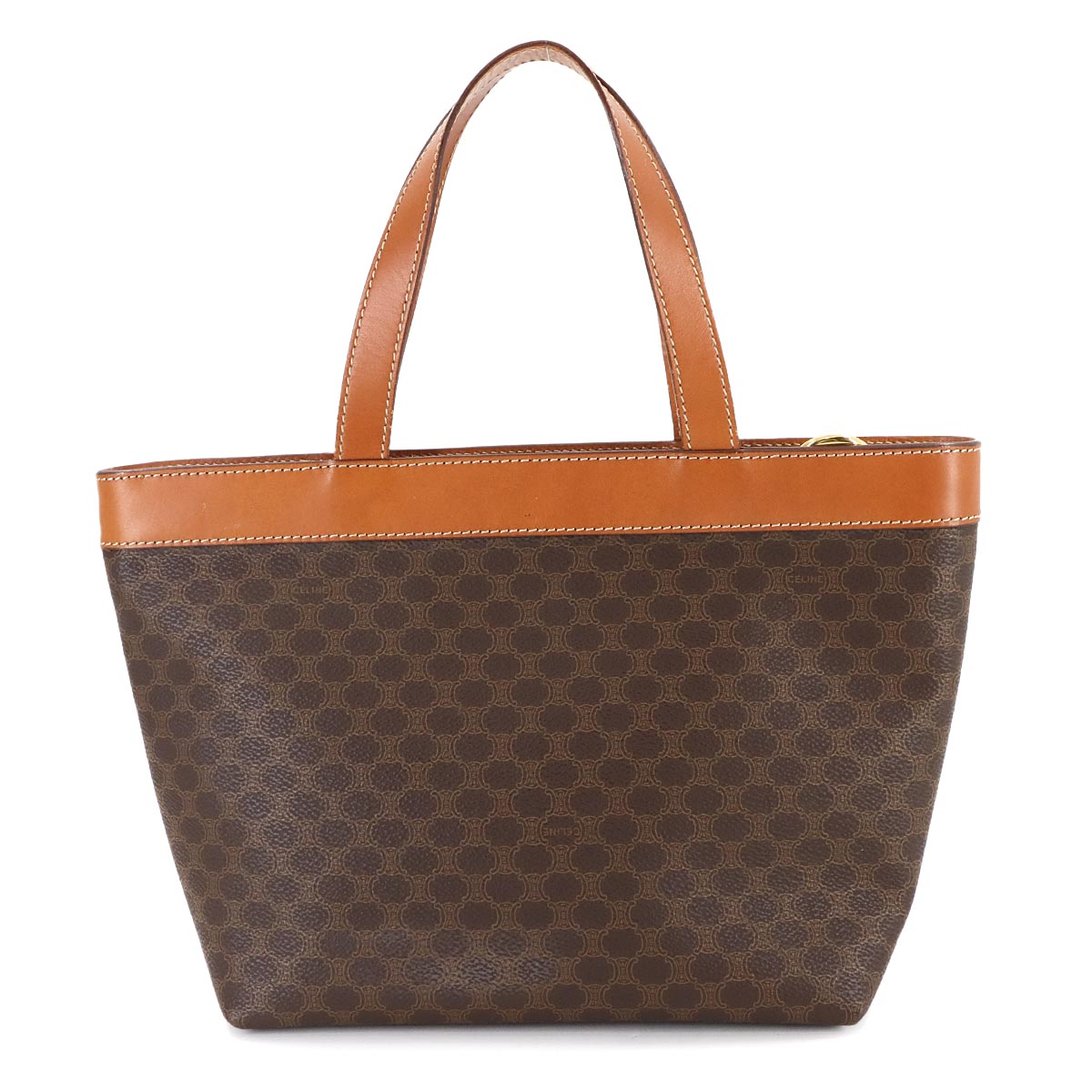 Macadam Hand Bag PVC Leather Brown Vintage