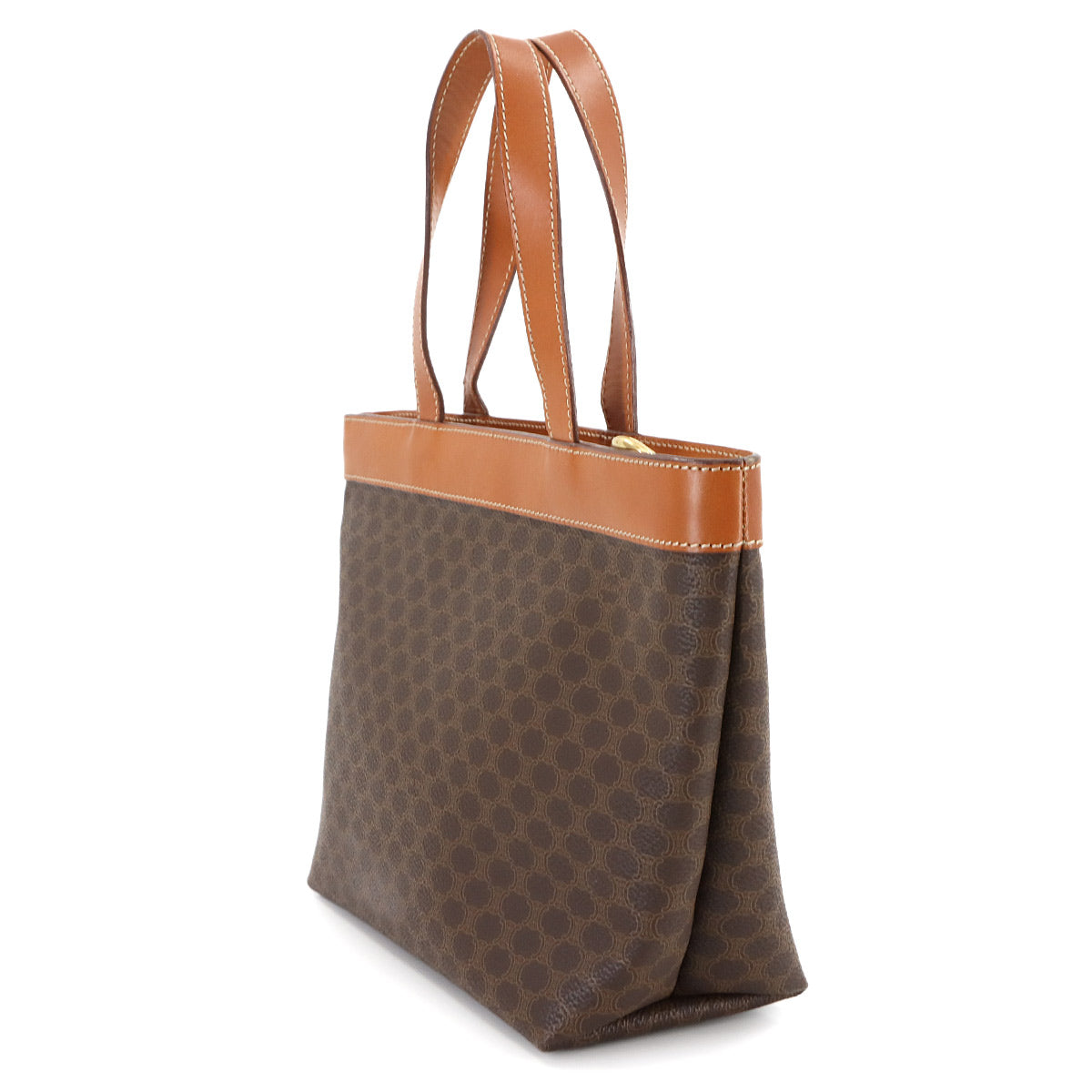 Macadam Hand Bag PVC Leather Brown Vintage