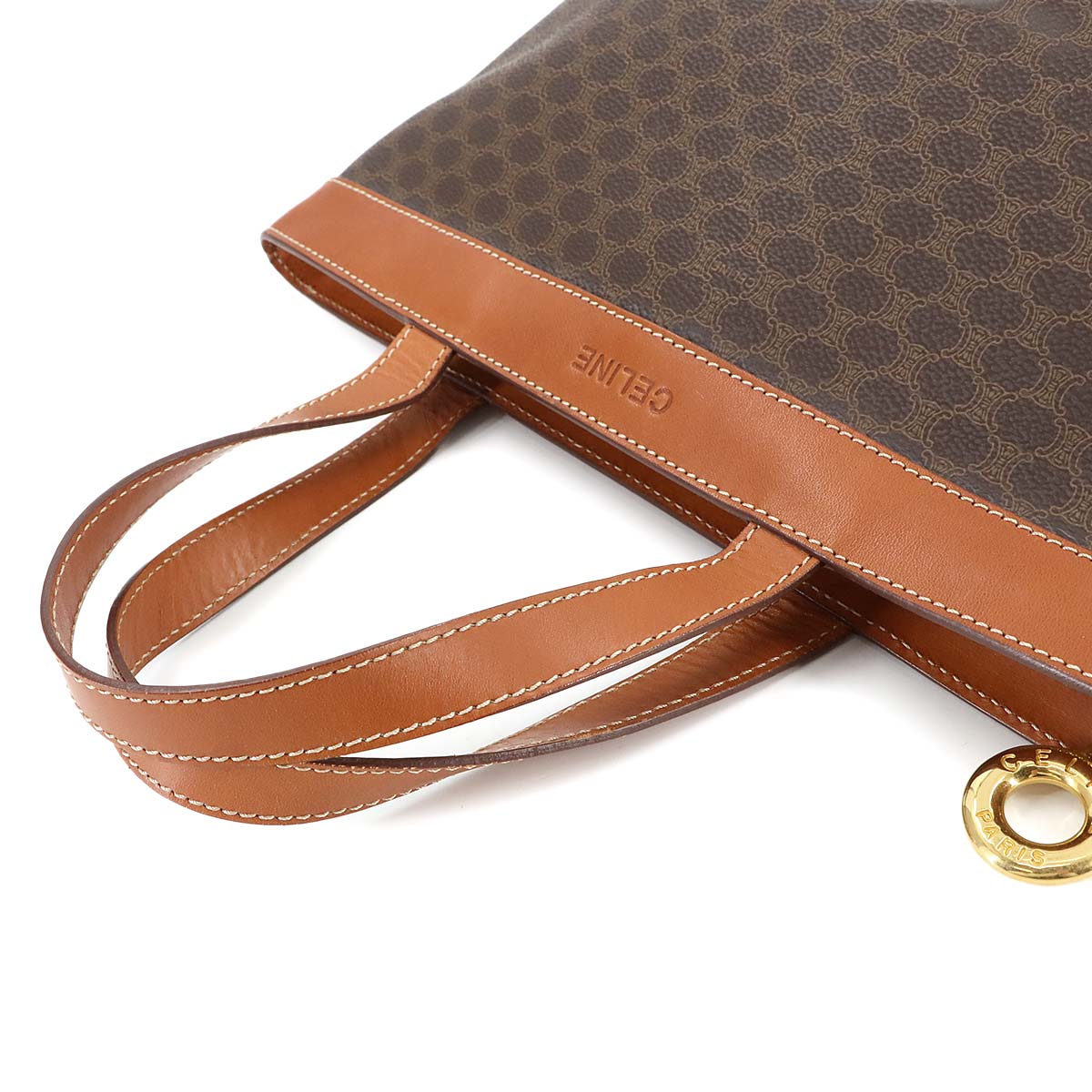 Macadam Hand Bag PVC Leather Brown Vintage