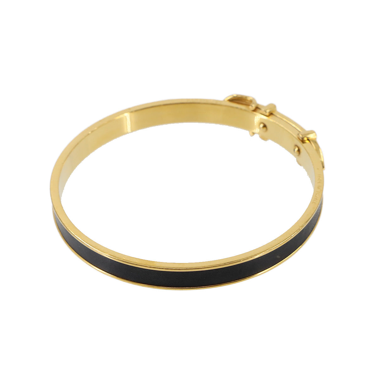 Belt Buckle Bangle Bracelet Leather Black Gold