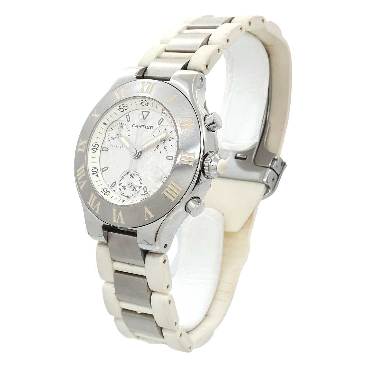 Must 21 Chronoscaph W10184U2 Date Quartz White Dial Mens