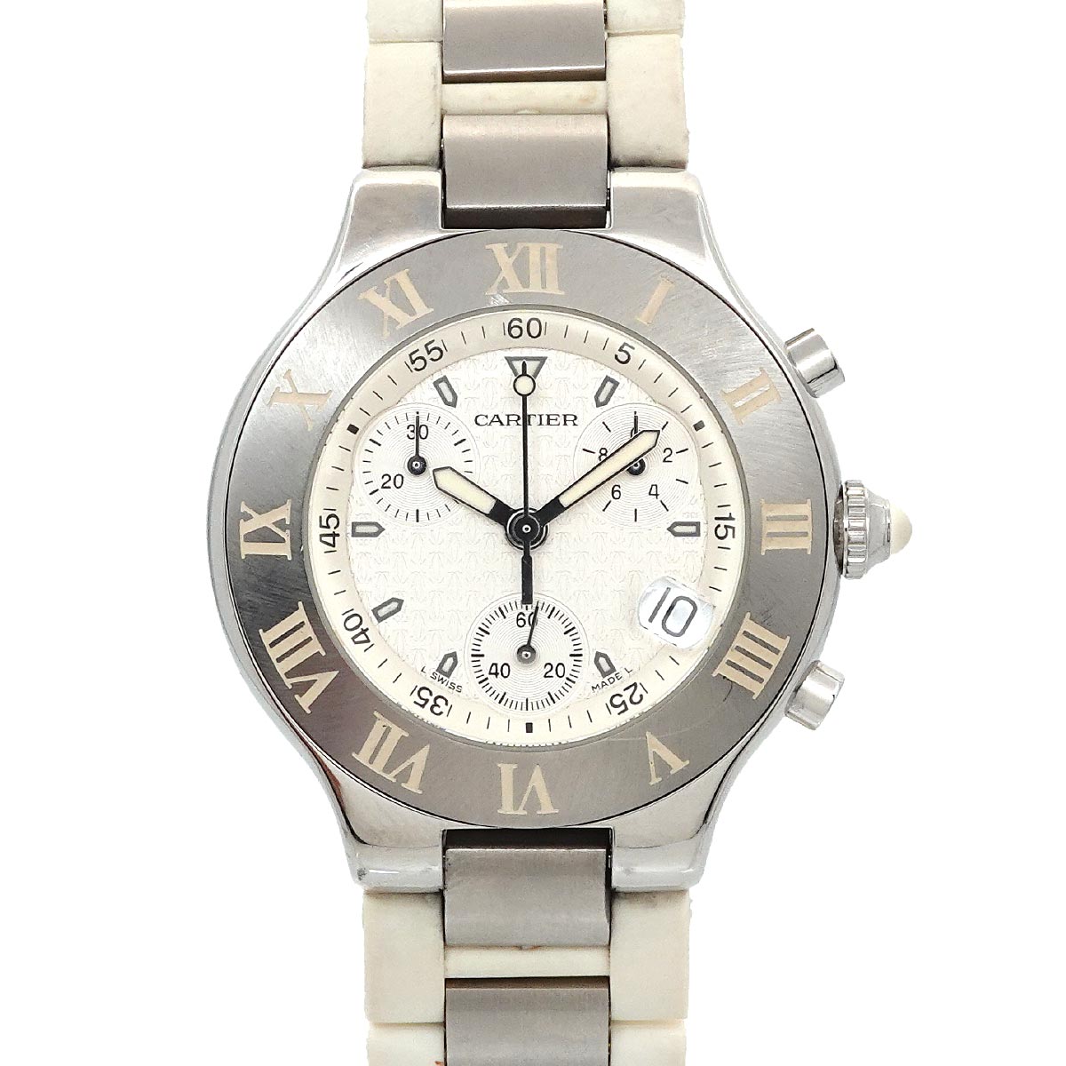 Must 21 Chronoscaph W10184U2 Date Quartz White Dial Mens