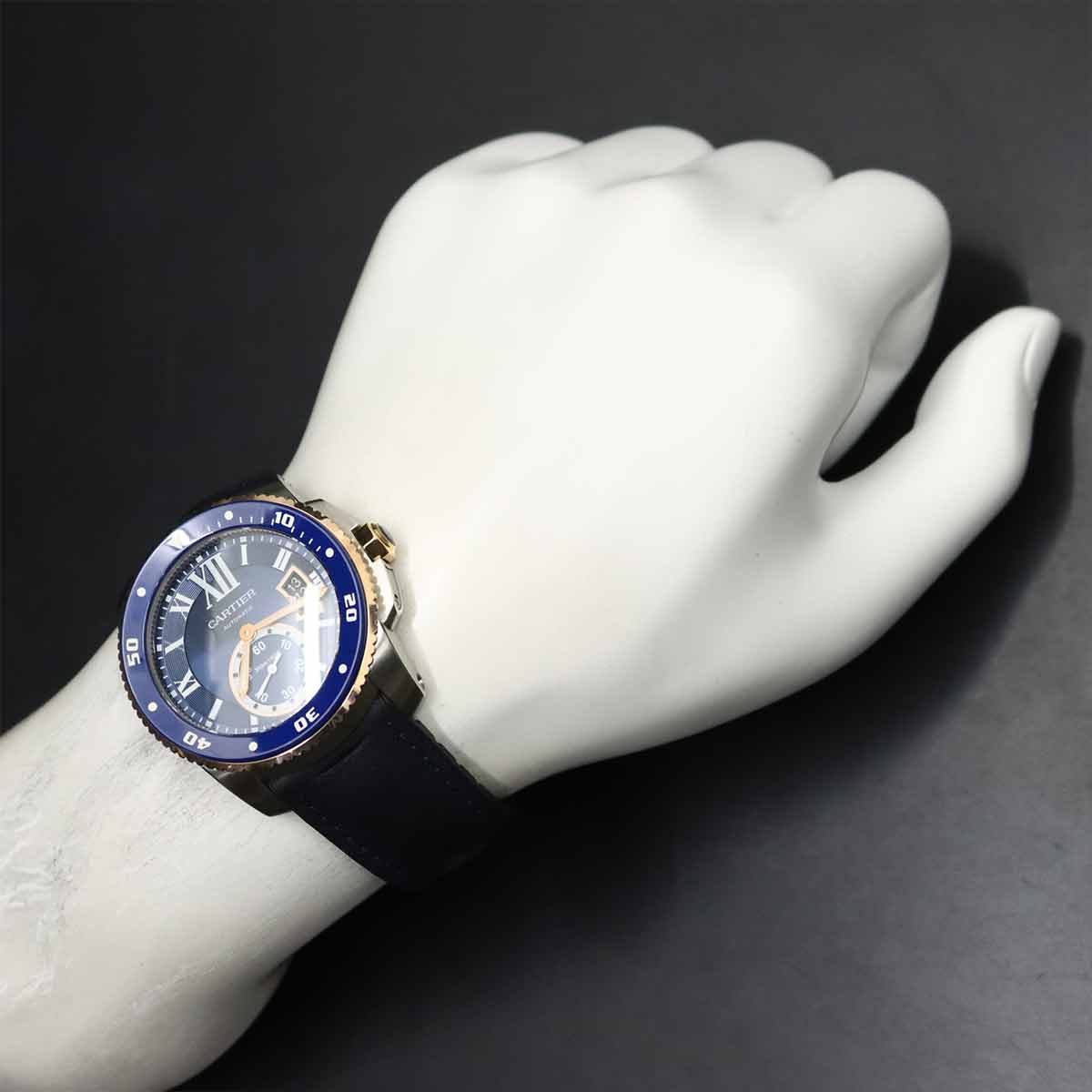 Calibre de cartier diver W2CA0008 Blue Dial 750 PG Mens