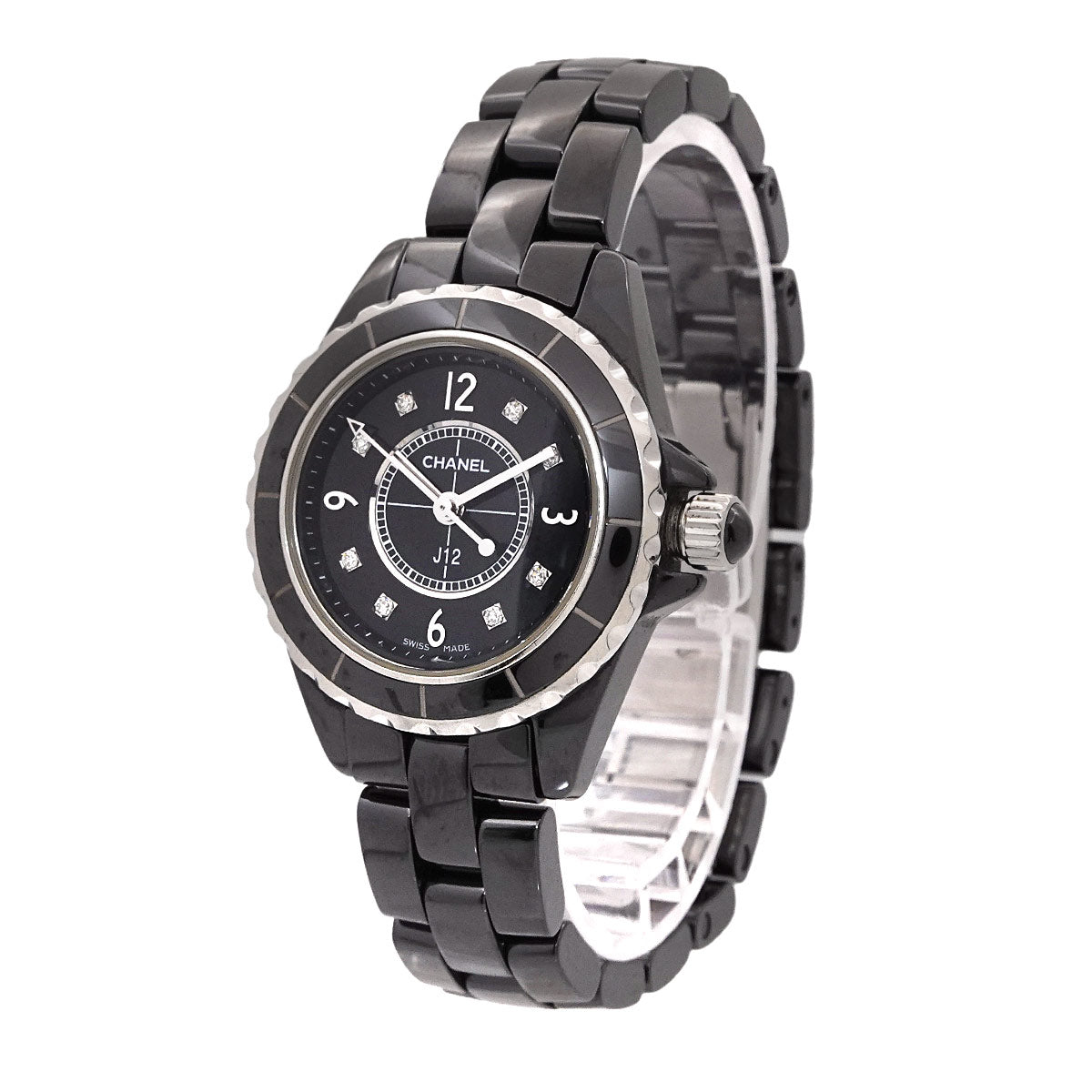 J12 29mm H2569 8P Diamond Quartz Black Dial Ladies Watch