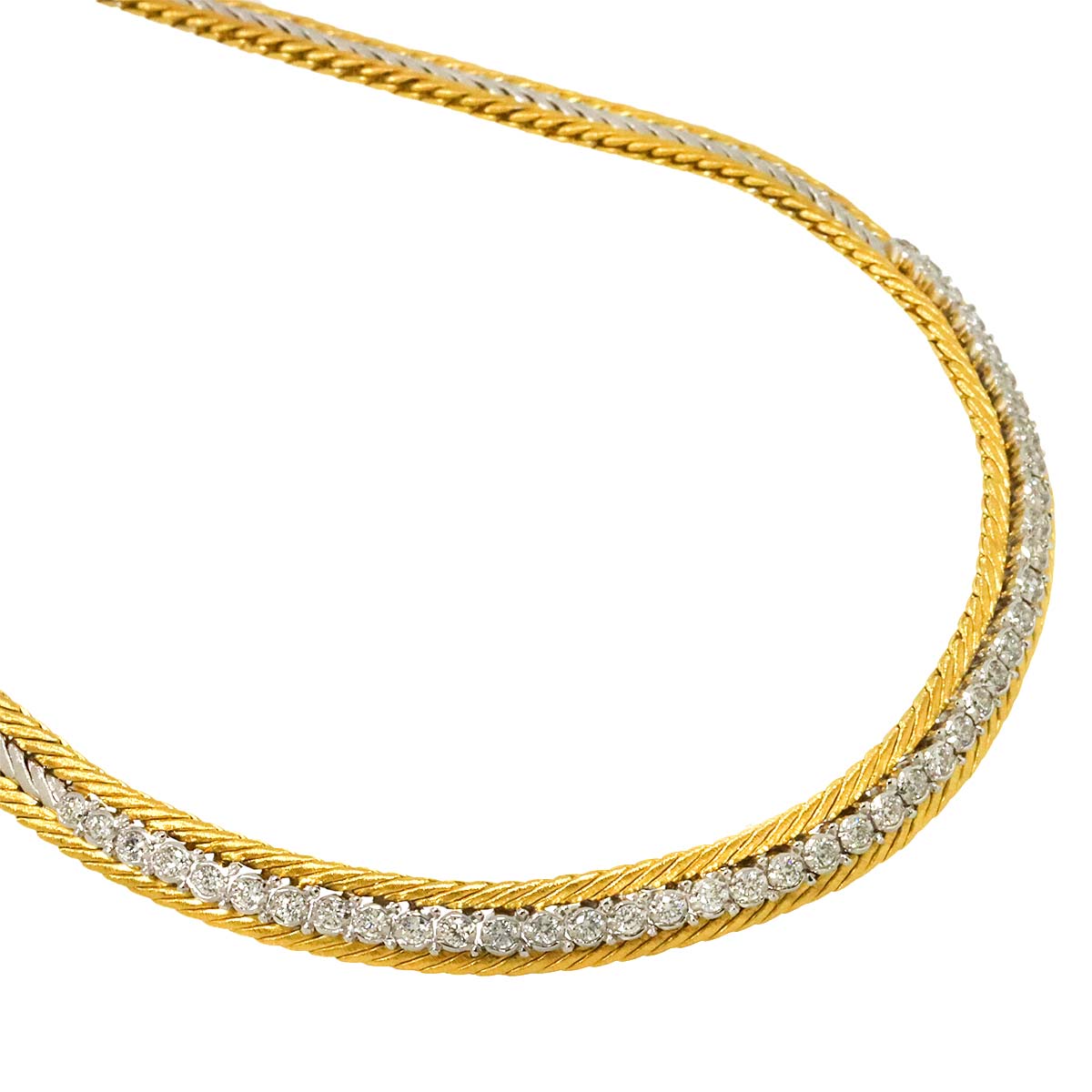 Diamond Necklace 18K WG YG 750